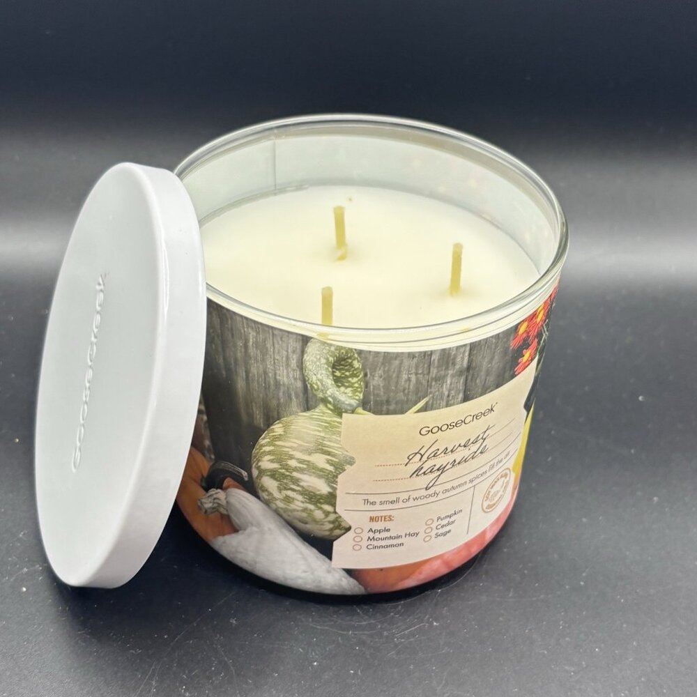 Goose Creek Harvest Hayride 3 Wick Jar Candle 14.5 oz Fall Pumpkin Apple Spices - Picture 12 of 14